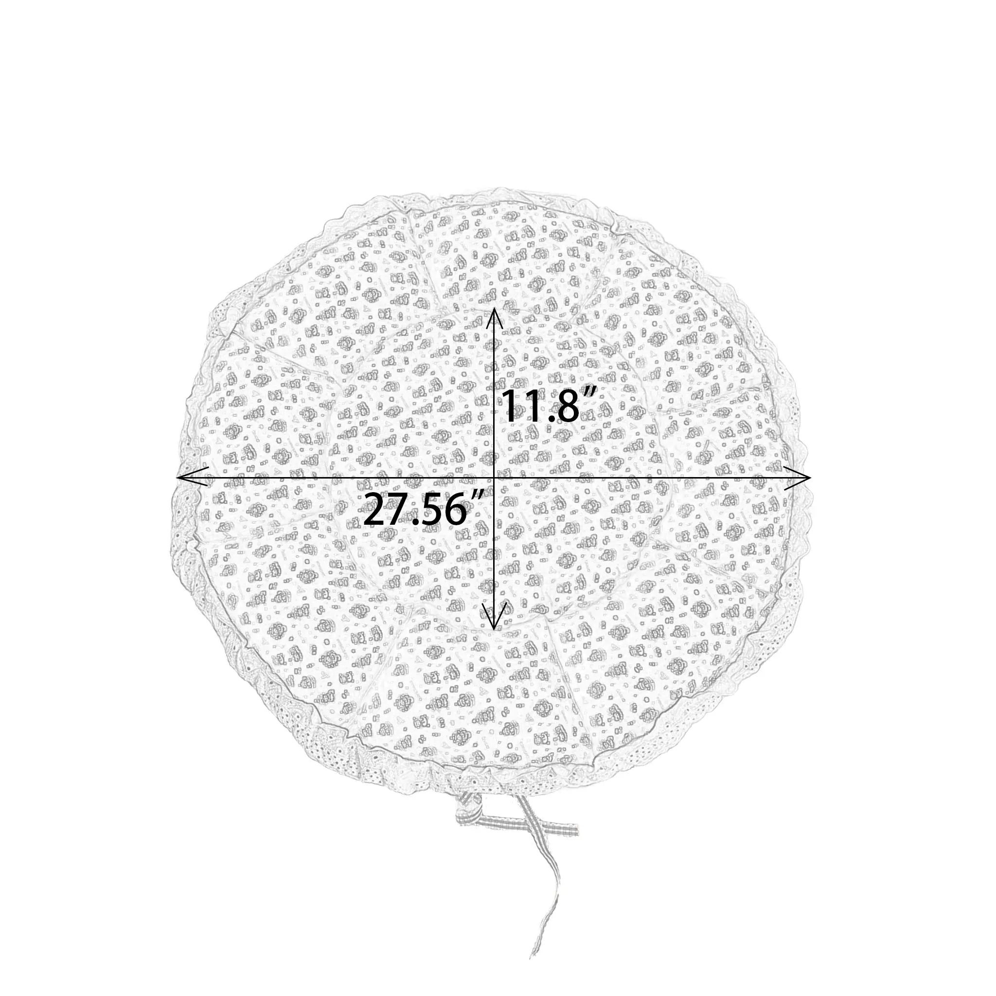 Size chart for the 3-in-1 convertible pumpkin cat bed, illustrating dimensions in both flat mat and gathered nest modes for Christmas holiday use
