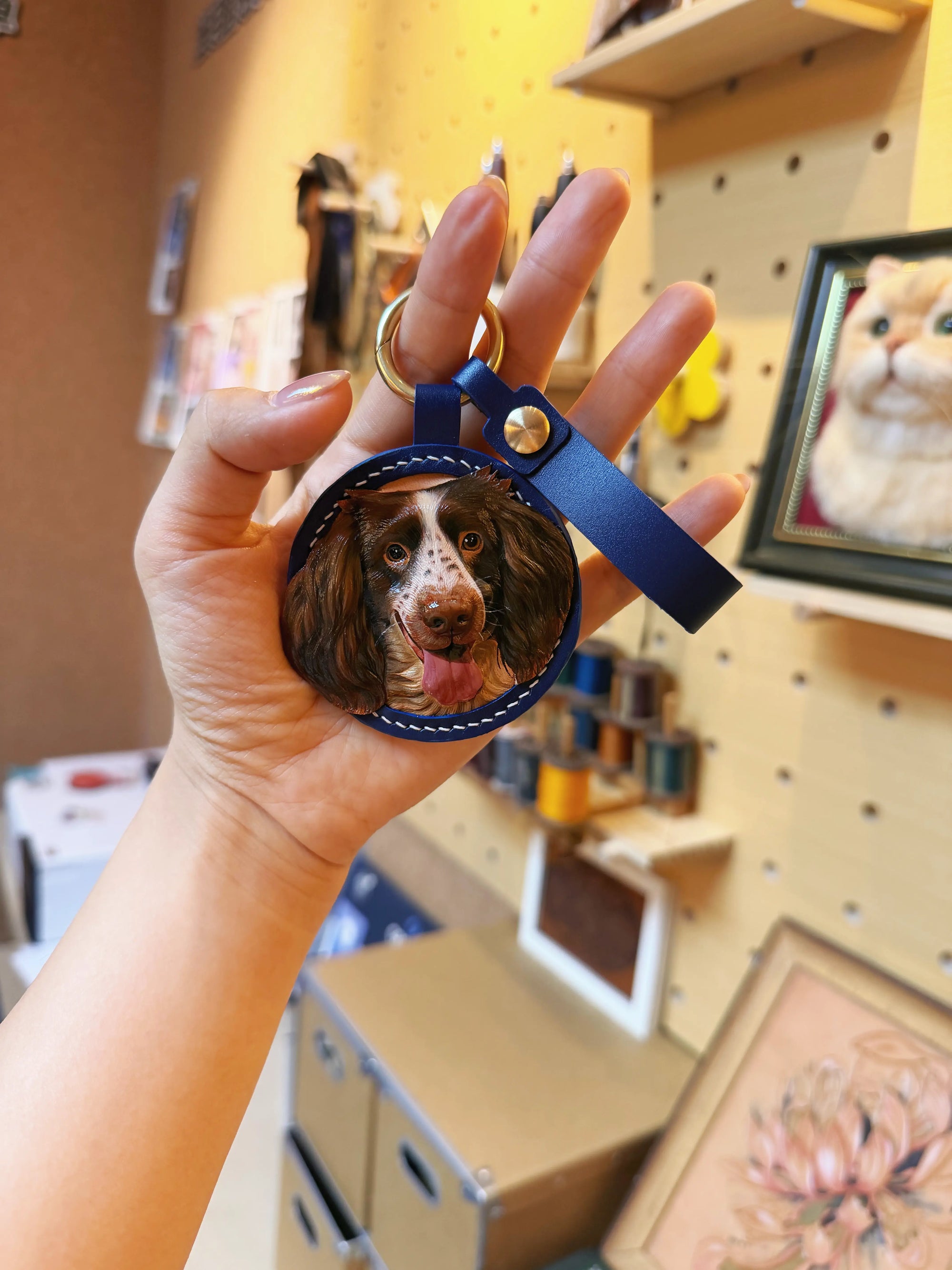 Custom leather pet portrait handmade from your pet photo