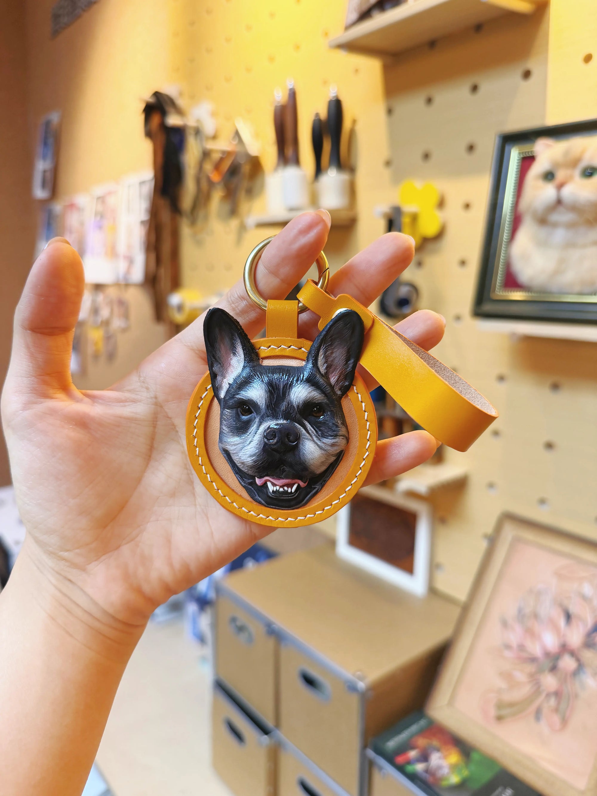 Personalized leather pet keepsake crafted for dog and cat lovers