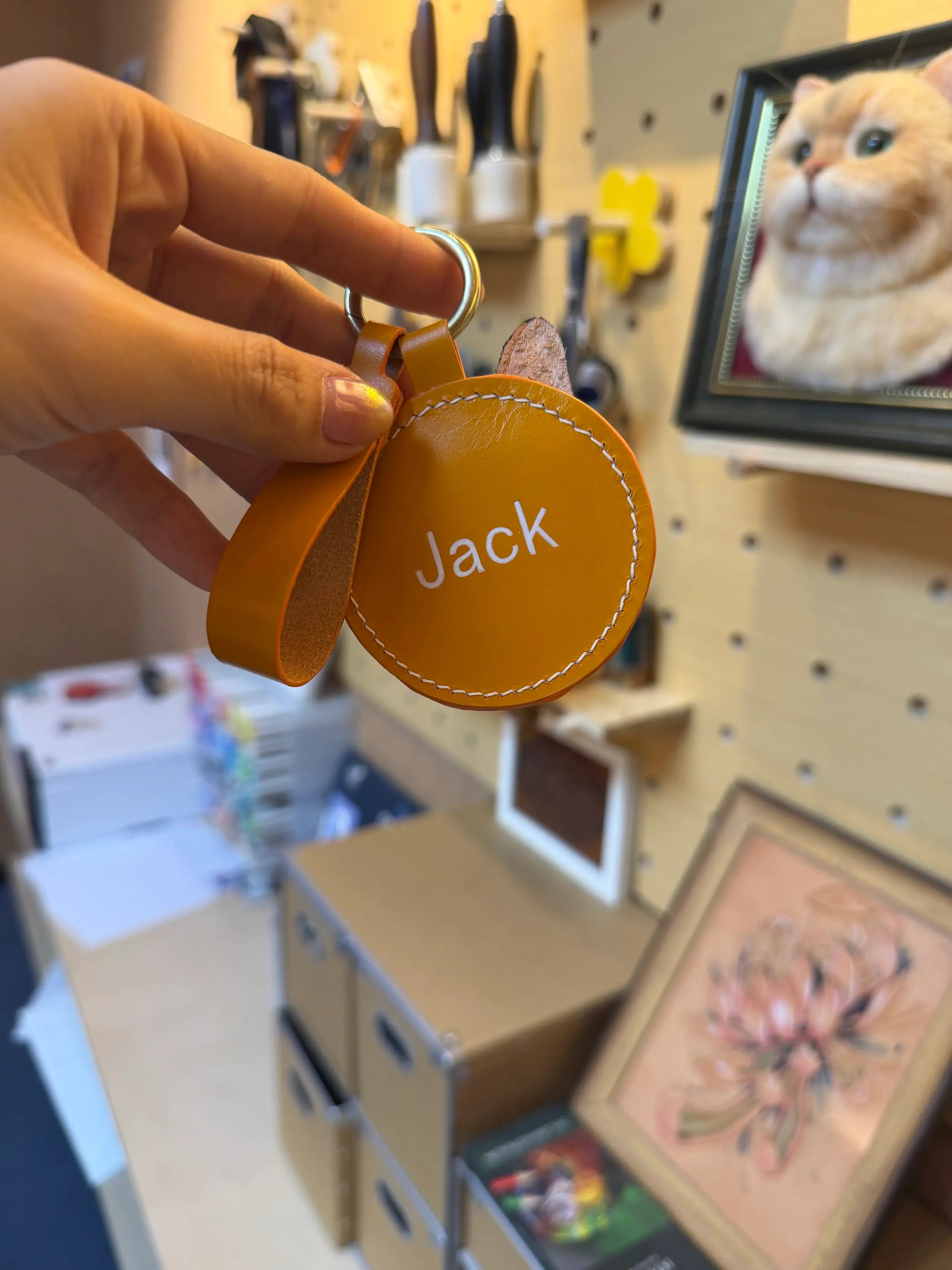 Personalized leather pet memorial designed to honor cherished memories