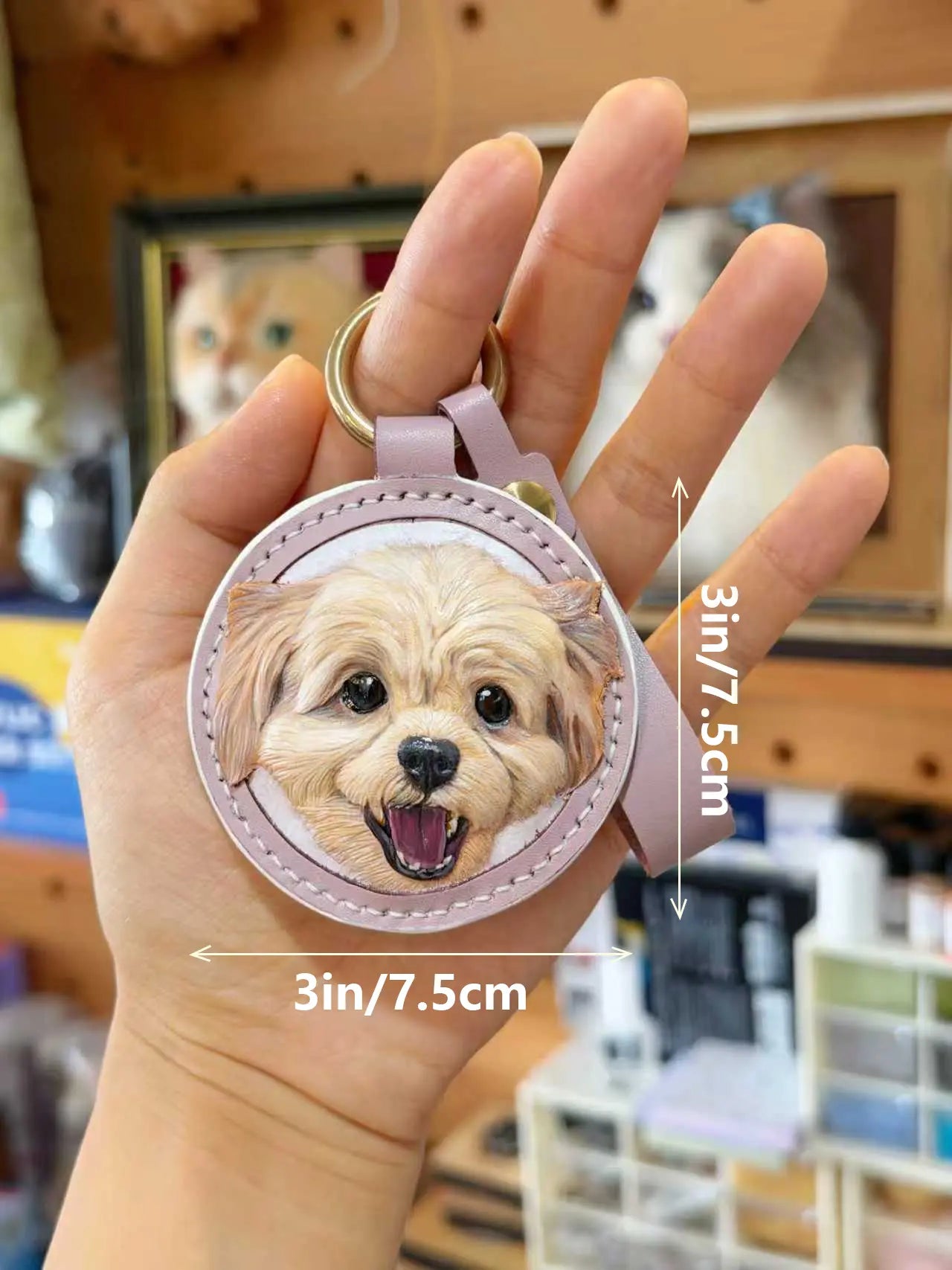 Size guide for custom leather pet portraits
