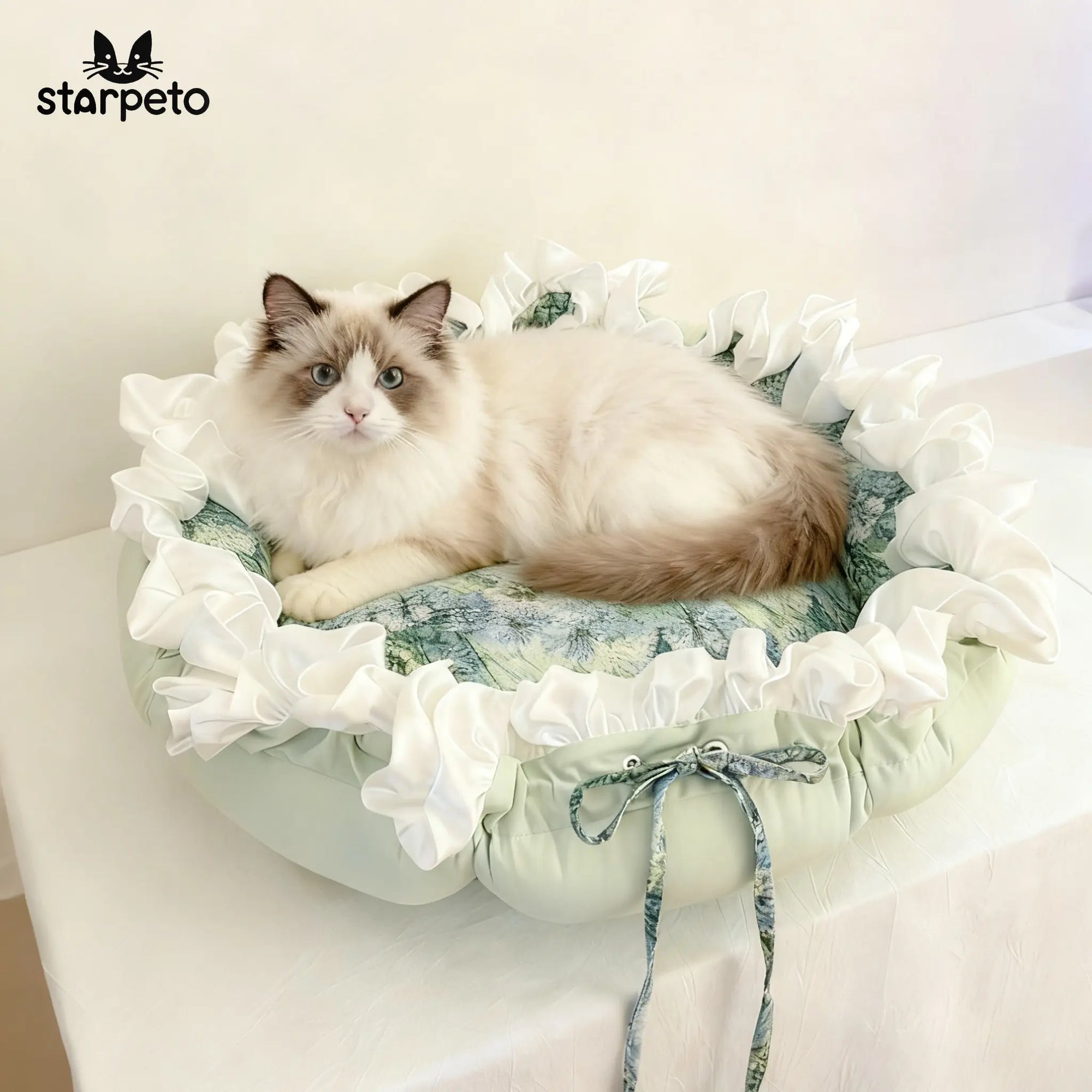 Garden oil painting style cotton cat bed inspired by Monet & Morandi for indoor cats