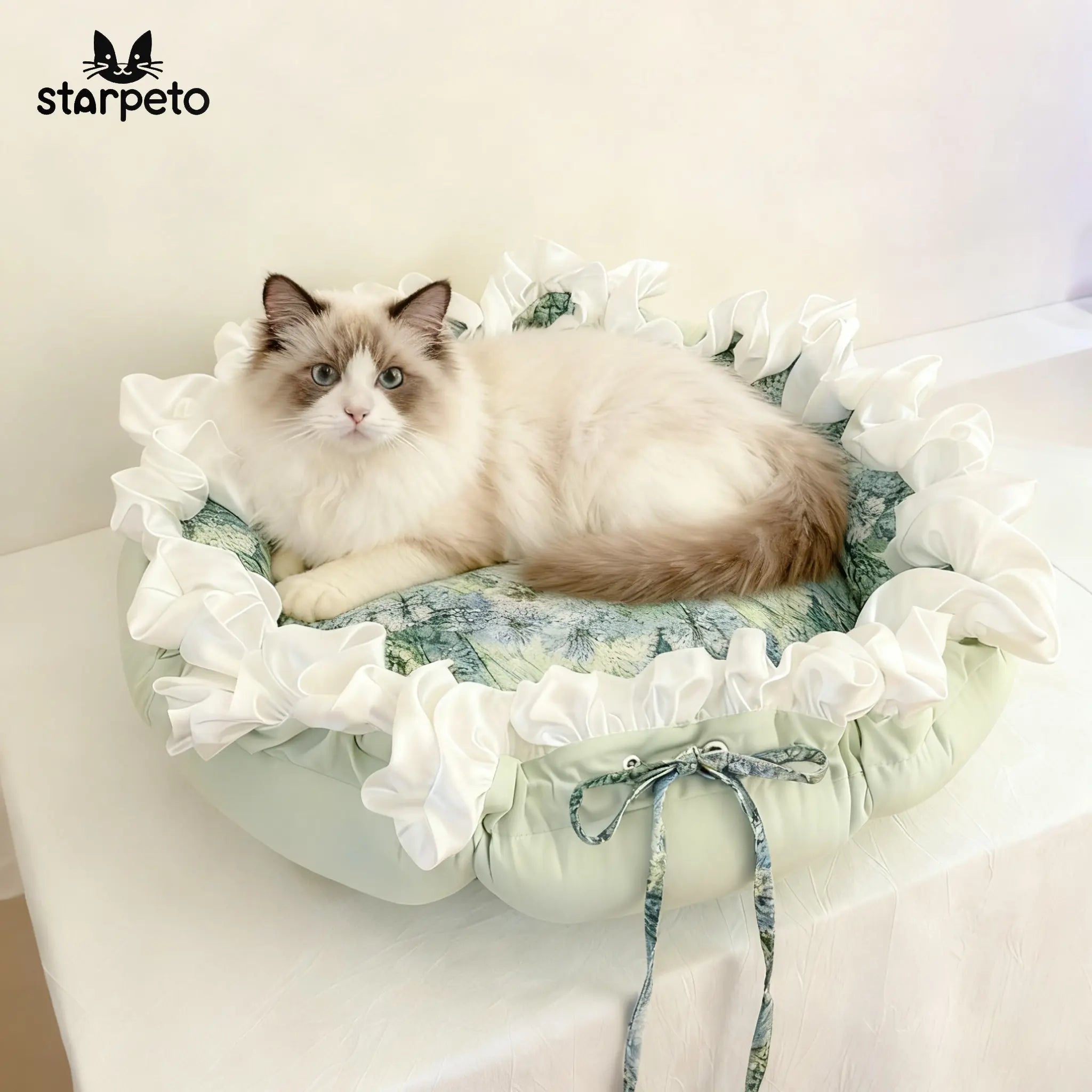 Garden oil painting style cotton cat bed inspired by Monet & Morandi for indoor cats