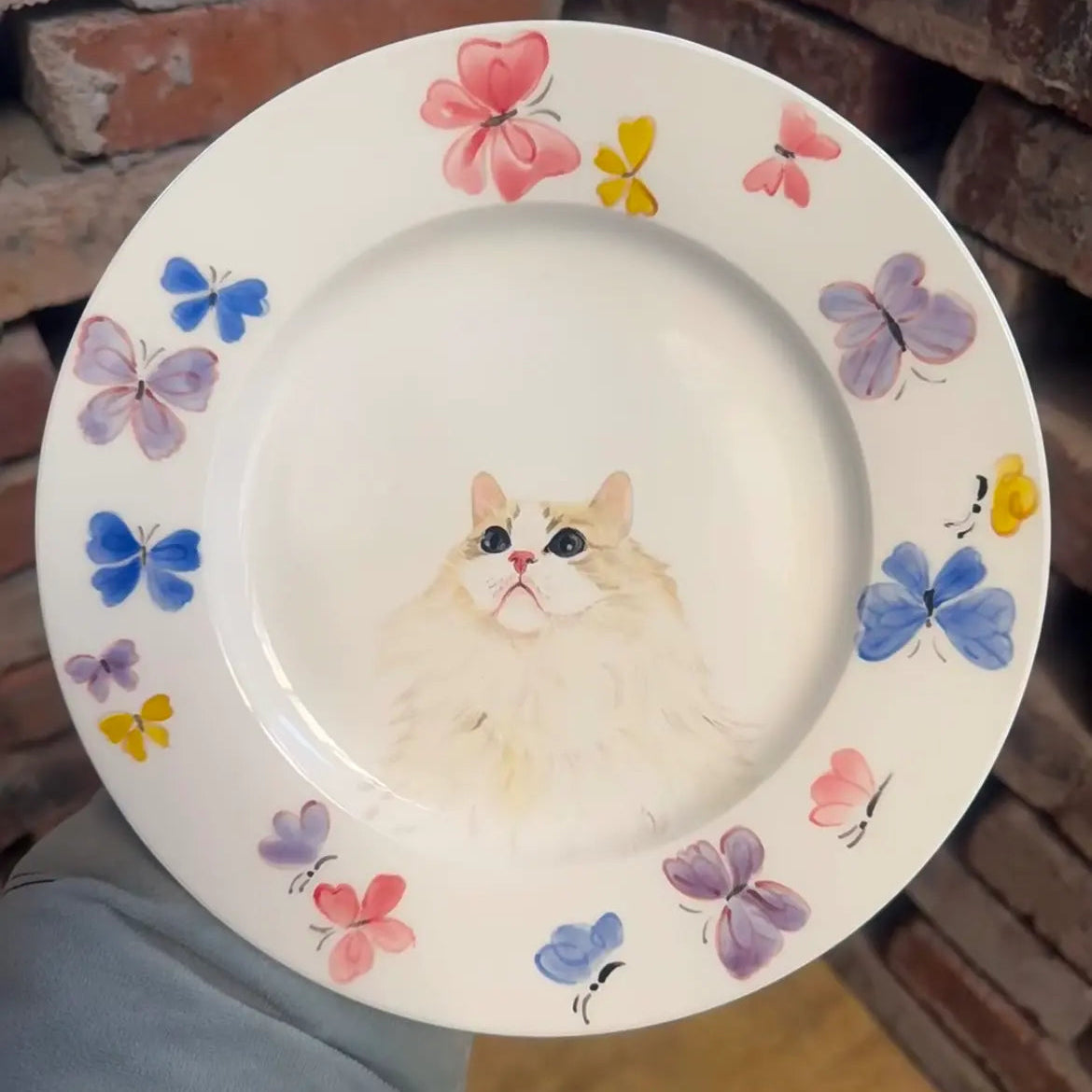 Custom pet illustration pasta bowl, handmade ceramic art created from your pet’s picture