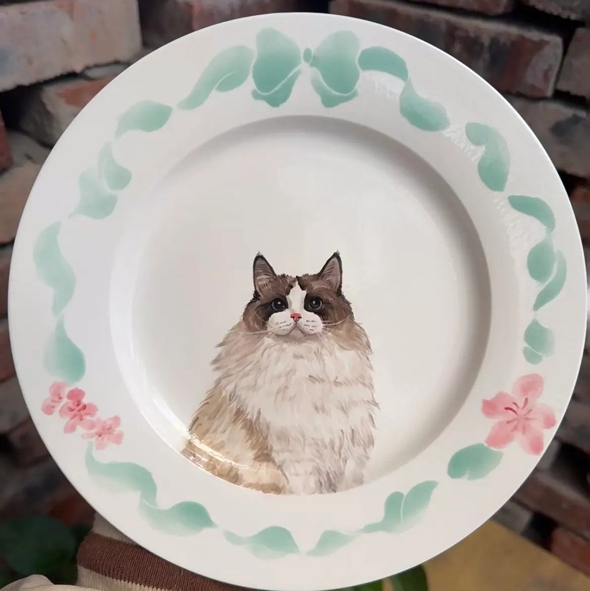 Custom pet portrait pasta bowl, hand-painted ceramic bowl for pet lovers