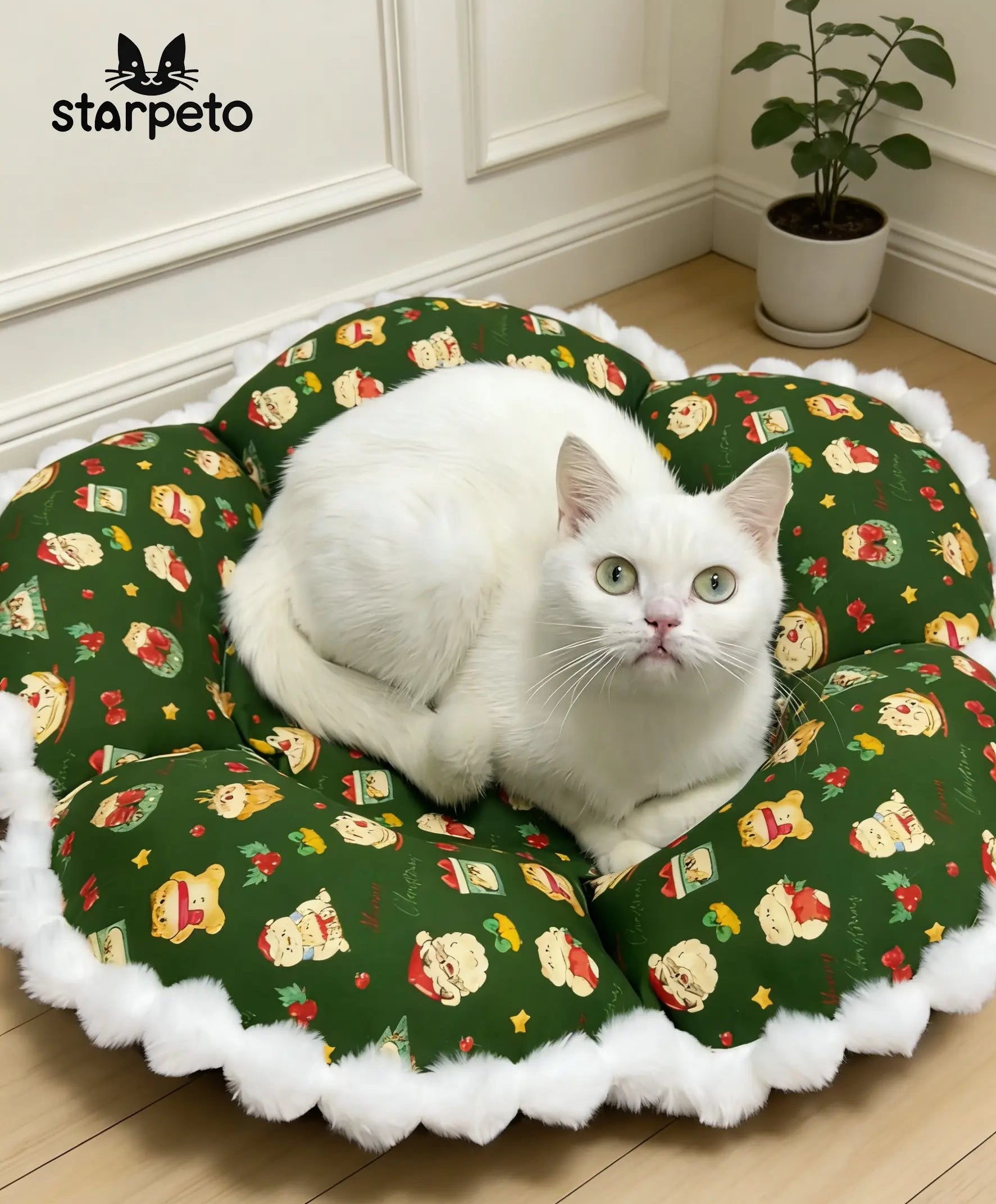 Luxury canvas petal cat bed, scratch resistant breathable indoor cat bed for all seasons