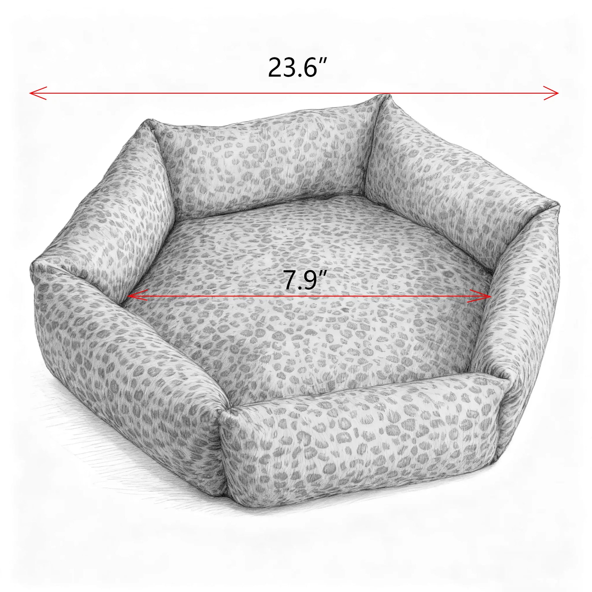 Original design sketch of a leopard-print cat bed
