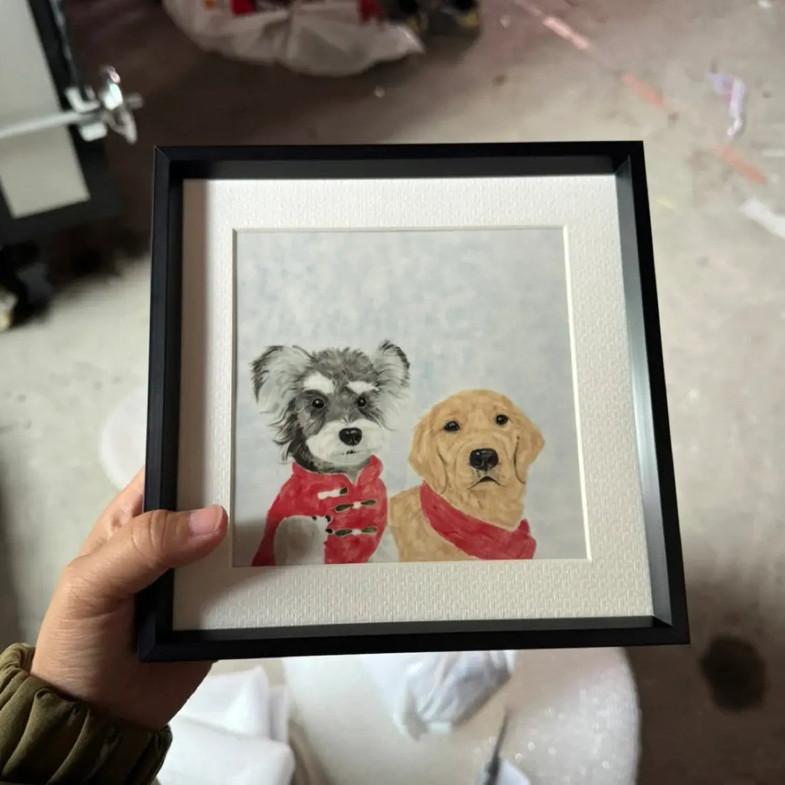 Personalized pet frame converting your photo into a hand-drawn artwork