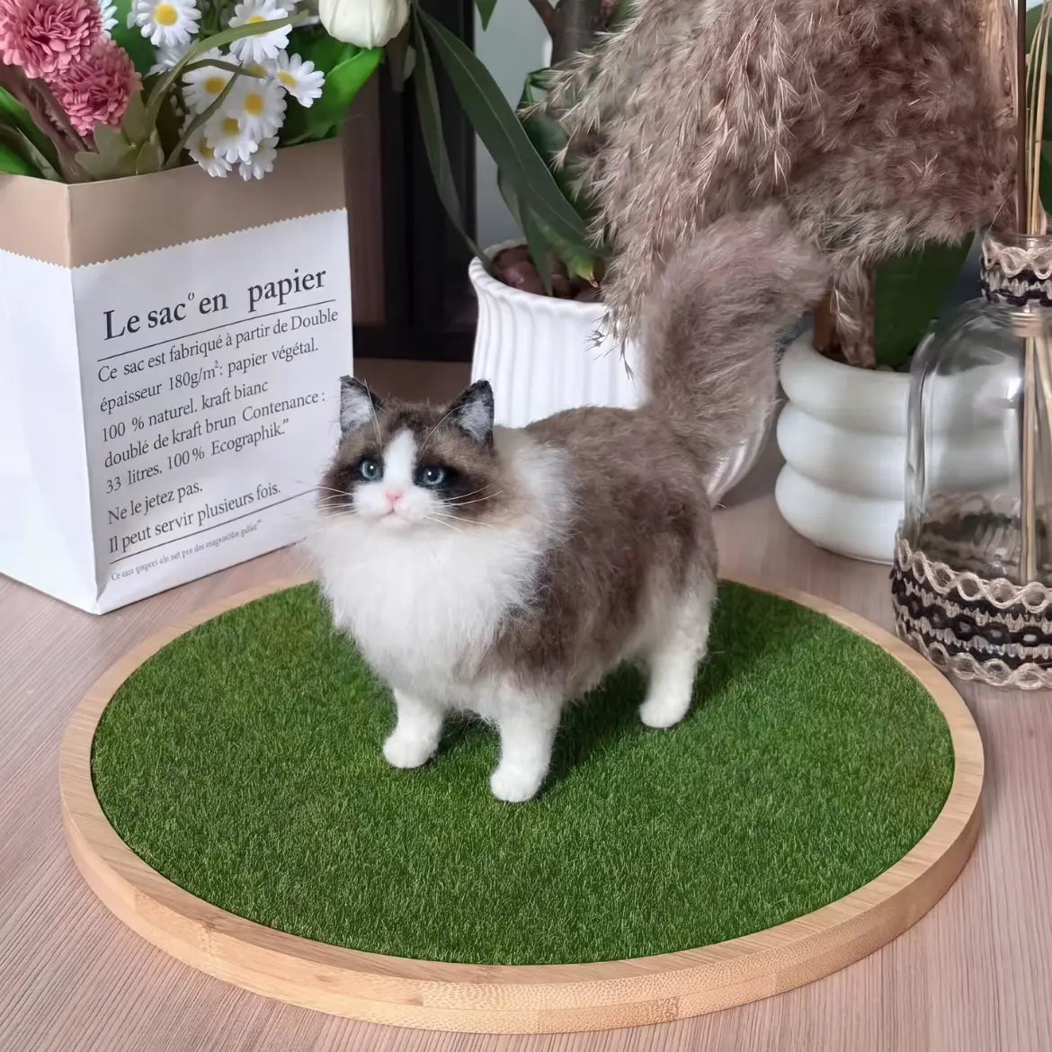 Custom full-body pet sculpture crafted with detailed wool felt
