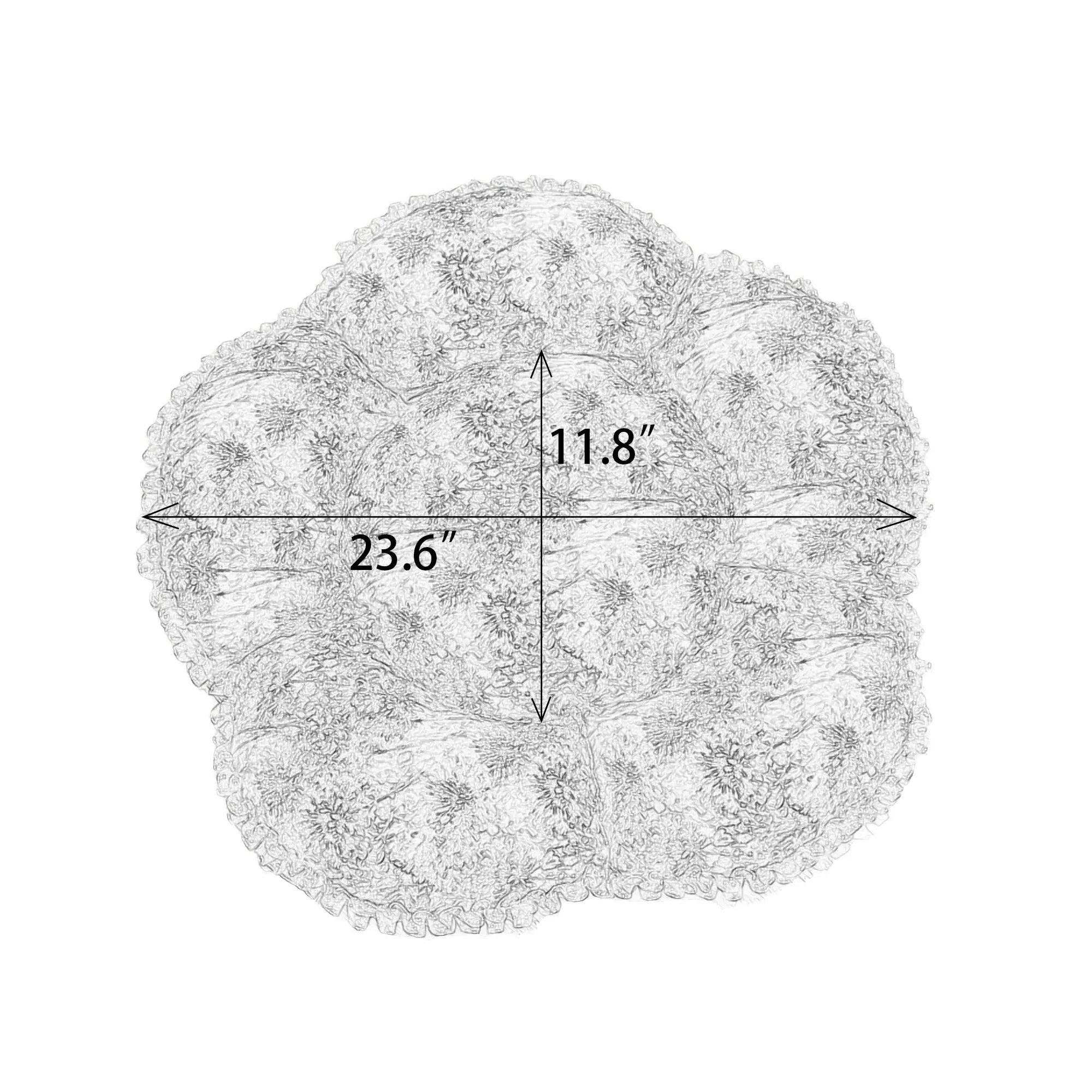 Size chart and dimensions of the orthopedic petal cat bed, detailing the diameter and height for accurate fit selection.