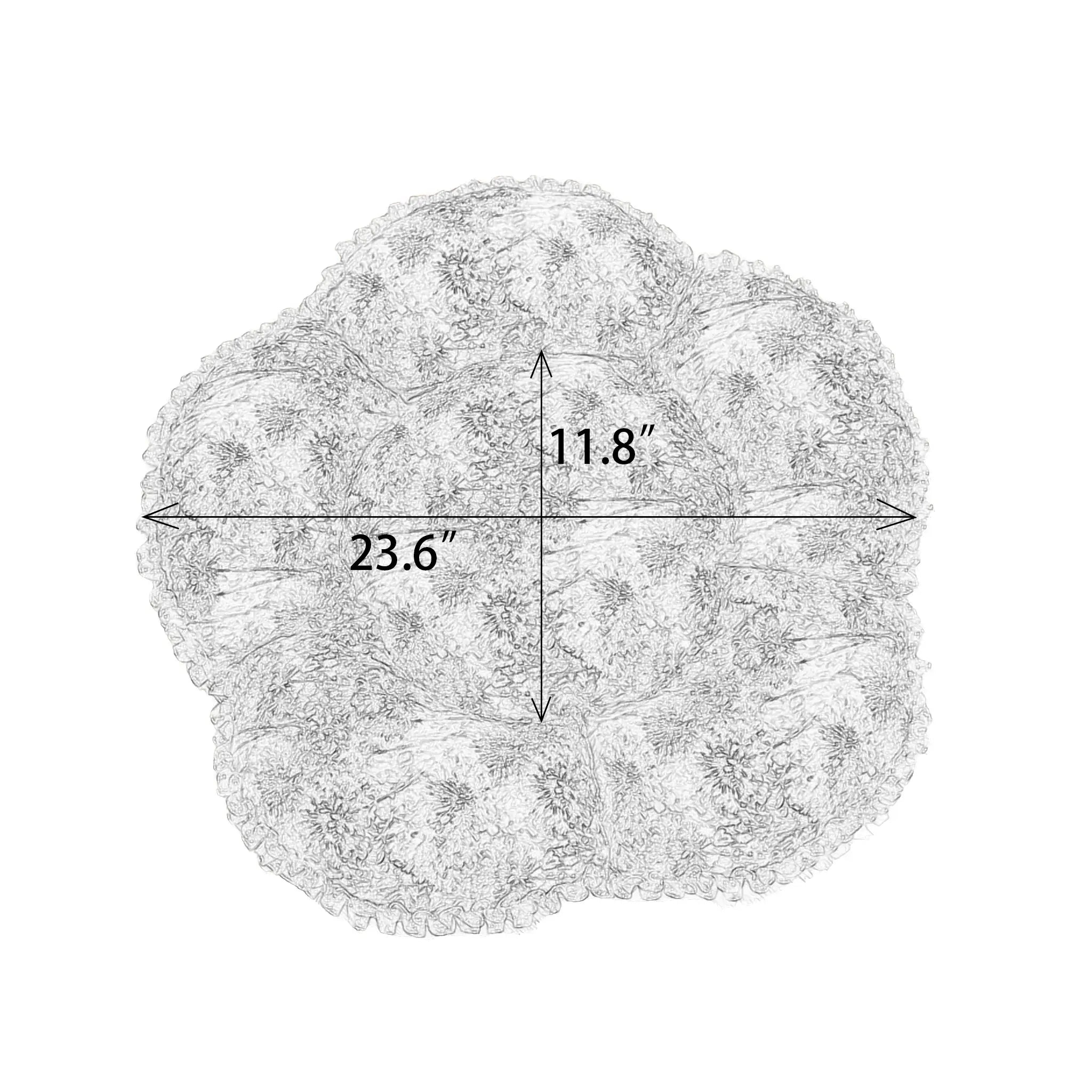 Size chart and dimensions of the orthopedic petal cat bed, detailing the diameter and height for accurate fit selection.