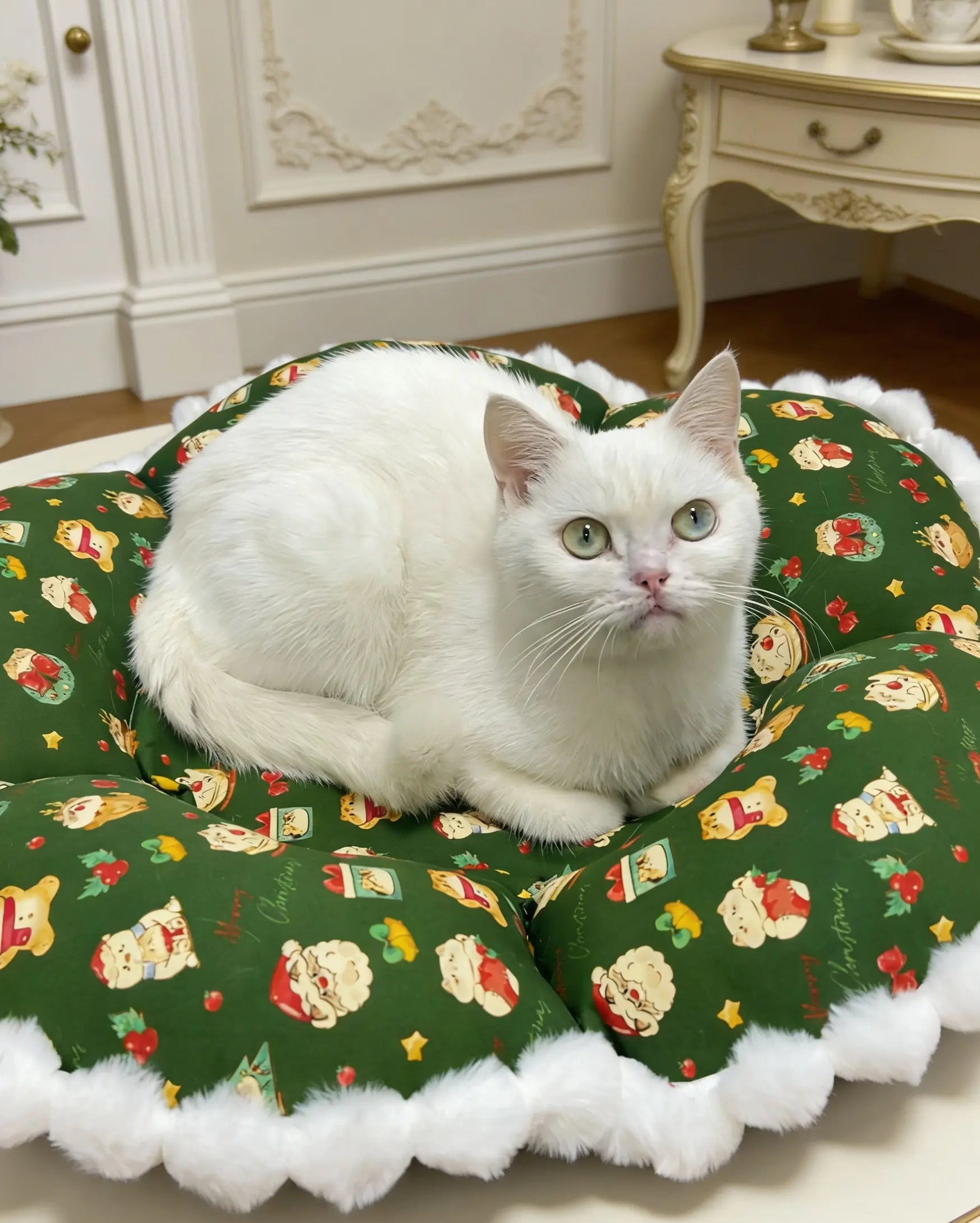 Cute petal shaped canvas cat bed, aesthetic luxury indoor pet nest