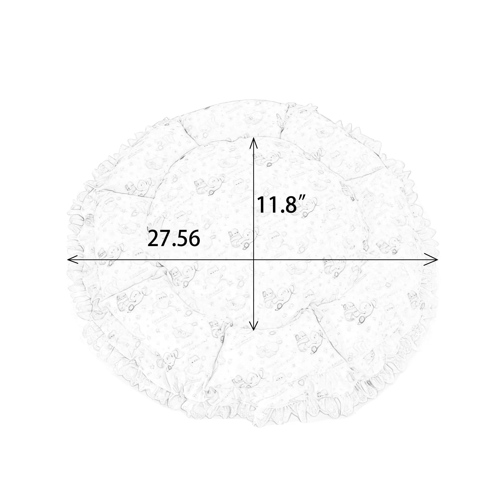 The precise diameter and height of the 2-in-1 cat bed in both its unfolded and retracted states are indicated to guide buyers in selecting a suitable machine-washable cat bed.