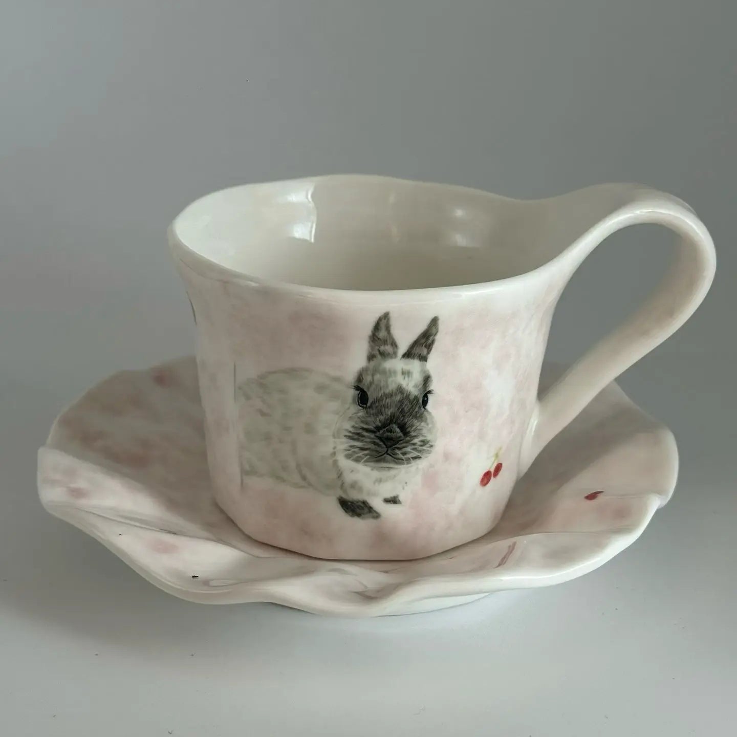 Premium ceramic rabbit mug – pet memorial mug option, custom pet keepsake mug
